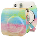 Oil Paint Full Body PU Leather Case Camera Bag with Strap for FUJIFILM instax mini 7+