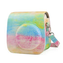 Oil Paint Full Body PU Leather Case Camera Bag with Strap for FUJIFILM instax mini 7+