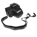 PU Leather Camera Full Body Case Bag with Strap for FUJIFILM X-S10 (15-55mm Lens) (Black)