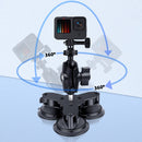 Dual Suction Cup Mount Holder with Tripod Adapter & Screw & Phone Clamp & Anti-lost Silicone Net for GoPro HERO10 Black / HERO9 Black / HERO8 Black / HERO7 /6 /5, DJI Osmo Action, Insta360 One R and Other Action Cameras, Smartphones(Black)