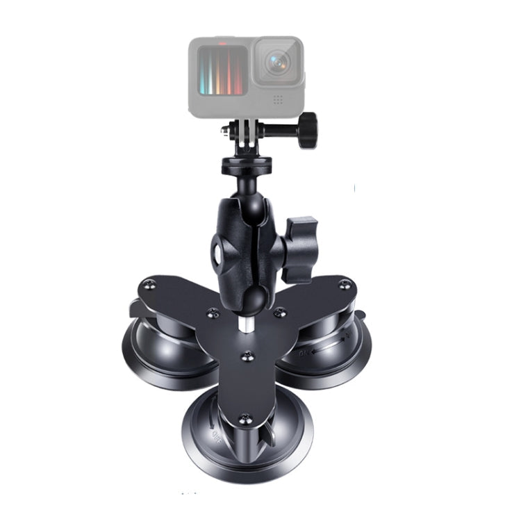 Triangle Suction Cup Mount Holder with Tripod Adapter & Screw & Phone Clamp & Anti-lost Silicone Net for GoPro HERO10 Black / HERO9 Black / HERO8 Black / HERO7 /6 /5, DJI Osmo Action, Insta360 One R and Other Action Cameras, Smartphones(Black)