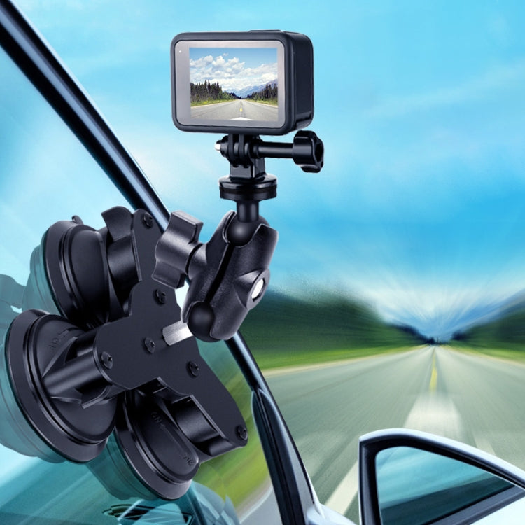 Triangle Suction Cup Mount Holder with Tripod Adapter & Screw & Phone Clamp & Anti-lost Silicone Net for GoPro HERO10 Black / HERO9 Black / HERO8 Black / HERO7 /6 /5, DJI Osmo Action, Insta360 One R and Other Action Cameras, Smartphones(Black)