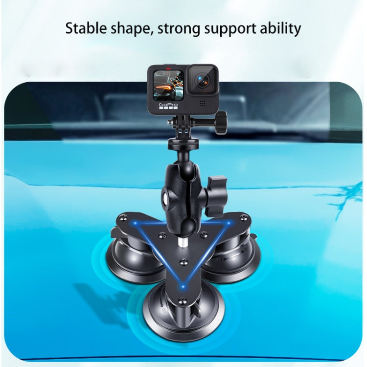 Triangle Suction Cup Mount Holder with Tripod Adapter & Screw & Phone Clamp & Anti-lost Silicone Net for GoPro HERO10 Black / HERO9 Black / HERO8 Black / HERO7 /6 /5, DJI Osmo Action, Insta360 One R and Other Action Cameras, Smartphones(Black)