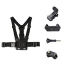 Adjustable Body Mount Belt Chest Strap with Phone Clamp & S-type Adapter & J Hook Mount & Long Screw for GoPro HERO10 Black / HERO9 Black / HERO8 Black / HERO7 /6 /5 /5 Session /4 Session /4 /3+ /3 /2 ... ction and Other Action Cameras, Smartphones(Black)