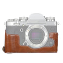 1/4 inch Thread PU Leather Camera Half Case Base for FUJIFILM X-T3/X-T2(Brown)