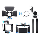 YELANGU D222 Dual Handles Camera Shoulder Mount + Camera Cage Stabilizer Kit with Matte Box + Follow Focus for DSLR Camera / Video Camera