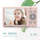 DC402 2.4 inch 44MP 16X Zoom 1080P Full HD Digital Camera Children Card Camera, EU Plug (Pink)