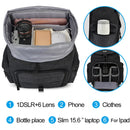 CADeN M8 Canvas Large Capacity Photography Backpack Shoulder Bag (Black)