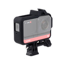 Plastic Frame Mount Protective Case Cage with Tripod Base Adapter & Long Screw & Cold Shoe Base for Insta360 One R(Black)