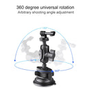 Single Suction Cup Mount Holder with Tripod Adapter & Steel Tether & Safety Buckle (Black)