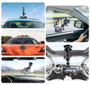 Single Suction Cup Mount Holder with Tripod Adapter & Steel Tether & Safety Buckle (Black)