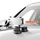 Triangle Suction Cup Mount Phone Holder with Tripod Adapter & Steel Tether & Safety Buckle (Black)