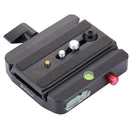 Fittest FC-501 Quick Release Assembly Aluminium Alloy Clamp Adapter with Quick Release Sliding Plate for Manfrotto Tripod 577 Replacement