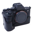 1/4 inch Thread PU Leather Camera Half Case Base for Sony A7 IV (Black)