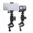 360 Rotation Adjustable Action Camera Bike Motorcycle Handlebar Holder with Phone Clamp (Black)
