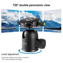 BEXIN RC294 Portable Collapsible Carbon Fiber Camera Tripod with K44 Panoramic BallHead