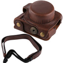 Full Body Camera PU Leather Camera Case Bag with Strap for Panasonic Lumix GF7 / GF8 / GF9 (12-32mm / 14-42mm Lens) (Coffee)