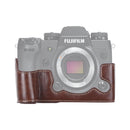 1/4 inch Thread PU Leather Camera Half Case Base for FUJIFILM X-H1 (Coffee)