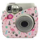 Pink Flamingo Pattern PU Leather Protective Camera Case Bag For FUJIFILM Instax Mini 7S / 7C Camera