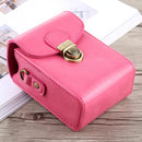 Full Body Camera Buckle Lock PU Leather Case Bag with Hand Strap & Neck Strap for Canon G7X II / G9X Mark II, Sony RX100 / M2(Magenta)