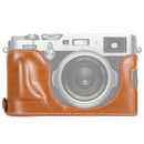 1/4 inch Thread PU Leather Camera Half Case Base for FUJIFILM X100F (Brown)