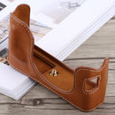 1/4 inch Thread PU Leather Camera Half Case Base for FUJIFILM X100F (Brown)