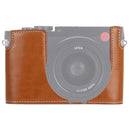 1/4 inch Thread PU Leather Camera Half Case Base for Leica Q (Typ 116)(Brown)