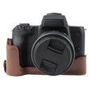 1/4 inch Thread PU Leather Camera Half Case Base for Canon EOS M50 / M50 Mark II (Coffee)