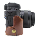 1/4 inch Thread PU Leather Camera Half Case Base for Canon EOS M50 / M50 Mark II (Coffee)