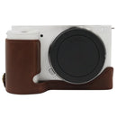 1/4 inch Thread PU Leather Camera Half Case Base for Sony ZV-E10 / ZV-E10L (Coffee)