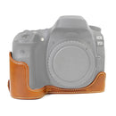 1/4 inch Thread PU Leather Camera Half Case Base for Canon EOS 80D / 70D(Brown)