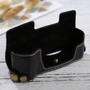 1/4 inch Thread PU Leather Camera Half Case Base for Olympus EM10(Black)
