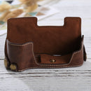 1/4 inch Thread PU Leather Camera Half Case Base for Olympus EM10(Coffee)