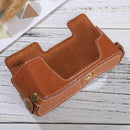 1/4 inch Thread PU Leather Camera Half Case Base for Olympus EM10(Brown)