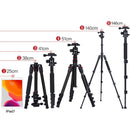TRIOPO K2508S+B1S Adjustable Portable Aluminum Alloy Tripod with Ball Head for SLR Camera(Red)
