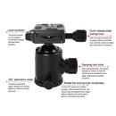 TRIOPO T226 Adjustable Portable Aluminum Alloy Tripod with D-0 Ball Head for SLR Camera