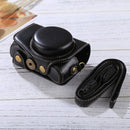 Full Body Camera PU Leather Camera Case Bag with Strap for Canon PowerShot G7 X Mark II (Black)