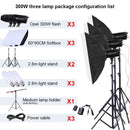 TRIOPO Oubao TTR300W 60x90cm Studio Softbox + 2.8m Tripod Mount + 3x E27 150W Light Bulb Photography Lighting Set