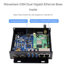 Waveshare Dual Gigabit Ethernet Mini-Computer with Metal Case & Cooling Fan for Raspberry Pi CM4(EU Plug)