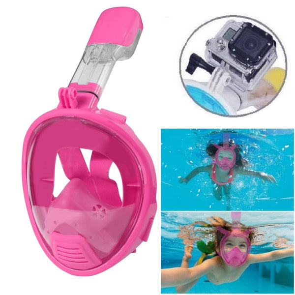 Kids Diving Equipment Full Face Design Snorkel Mask for GoPro HERO10 Black / HERO9 Black / HERO8 Black / HERO7 /6 /5 /5 Session /4 Session /4 /3+ /3 /2 /1, Insta360 ONE R, DJI Osmo Action and Other Action Cameras(Pink)