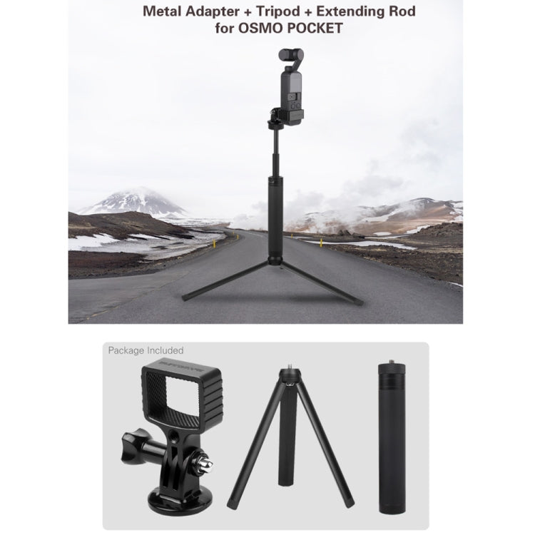 Sunnylife OP-Q9195 Metal Adapter + Tripod + Extending Rod for DJI OSMO Pocket