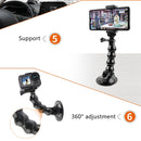 Suction Cup Jaws Flex Clamp Mount for for GoPro HERO9 Black / HERO8 Black /7 /6 /5 /5 Session /4 Session /4 /3+ /3 /2 /1, DJI Osmo Action, Xiaoyi and Other Action Cameras(Black)