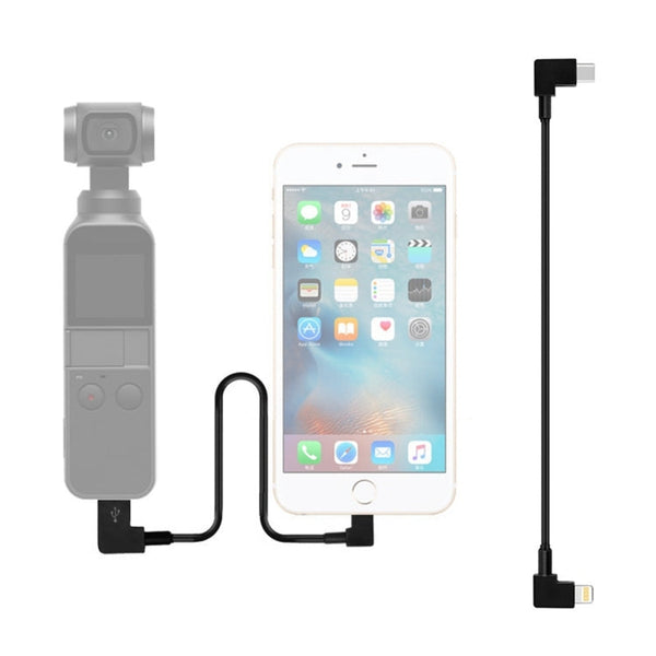 Sunnylife 30cm USB-C / Type-C to 8 Pin Converting Connector Data Cable for DJI OSMO Pocket(Black)