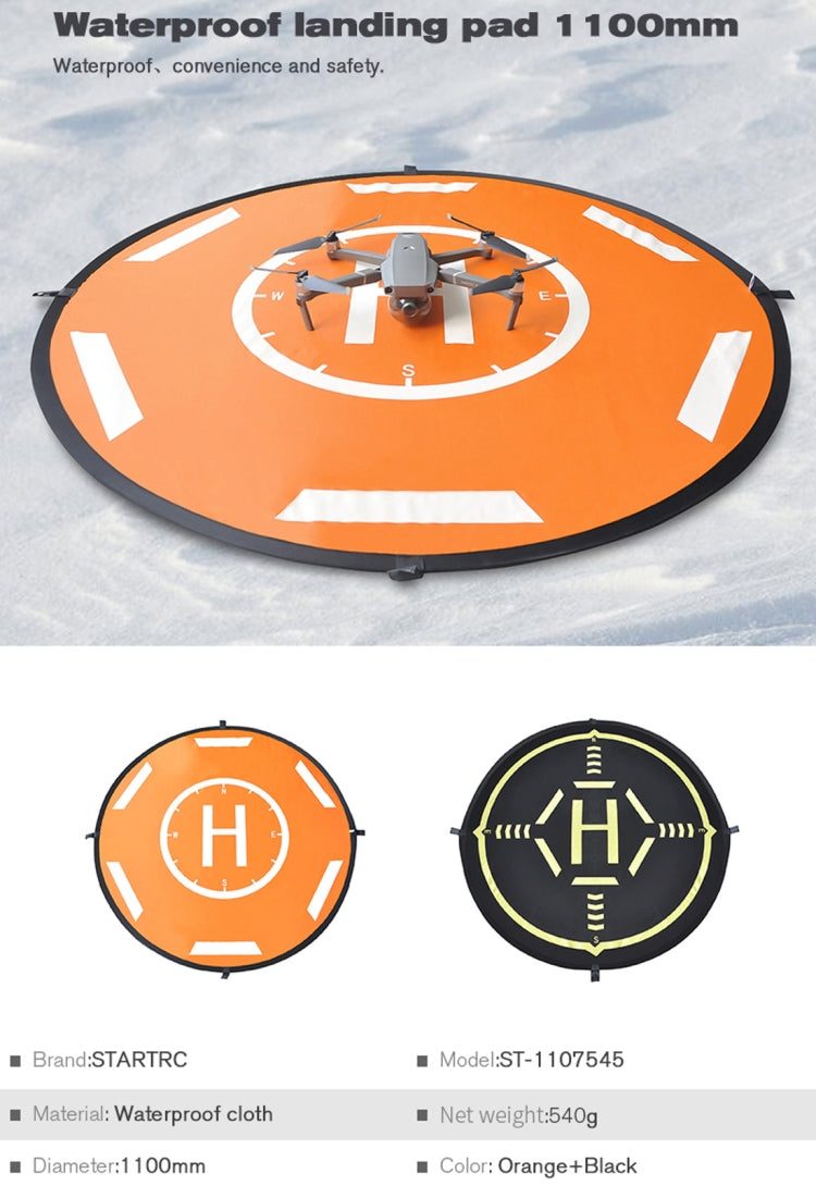 STARTRC 110cm Portable Folding Parking Apron for DJI M300RTK / Mavic / Phantom / M200 / Inspire, YUNEEC H(Black+Orange)
