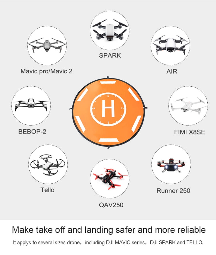 STARTRC 110cm Portable Folding Parking Apron for DJI M300RTK / Mavic / Phantom / M200 / Inspire, YUNEEC H(Black+Orange)