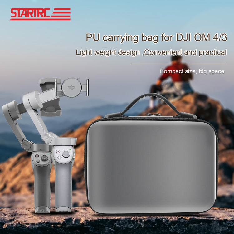 STARTRC Portable PU Leather Storage Bag Carrying Case for DJI OM4 / Osmo Mobile 3, Size: 25.5cm x 18cm x 7cm(Grey)