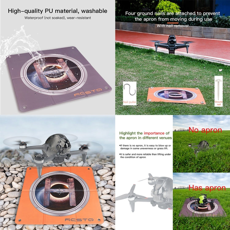RCSTQ 45cm Square Portable Parking Apron Foldable Landing Pad for DJI FPV / Mavic mini / Air 2S (Orange)