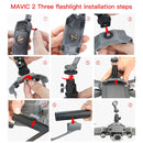 RCSTQ Fixed Bracket Chargeable Flashlight Night Flight Kit for DJI Mavic 2 Pro / Zoom Drone, Triple Flashlight