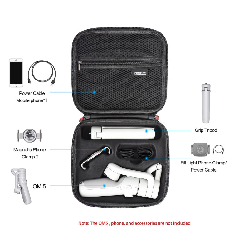 STARTRC Portable PU Leather Storage Bag Carrying Case for DJI OM 5, Size: 20cm x 18cm x 6.5cm(Black)