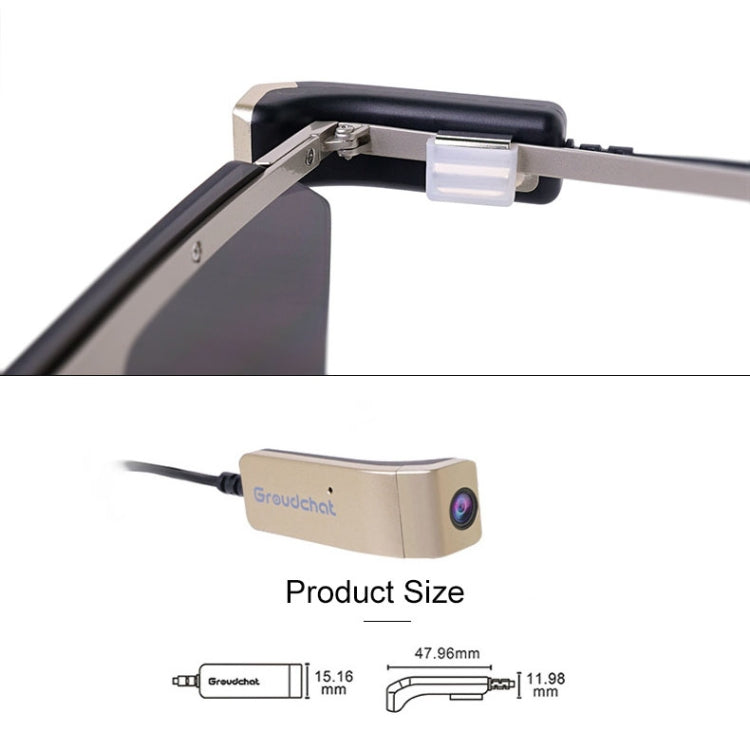 Groudchat JP1DV1 1080P HD Smart Camera Mobile Phone USB Live Camera for Glasses Legs, Built-in Sound-absorbing and Noise-reducing Microphone (Black Gold)
